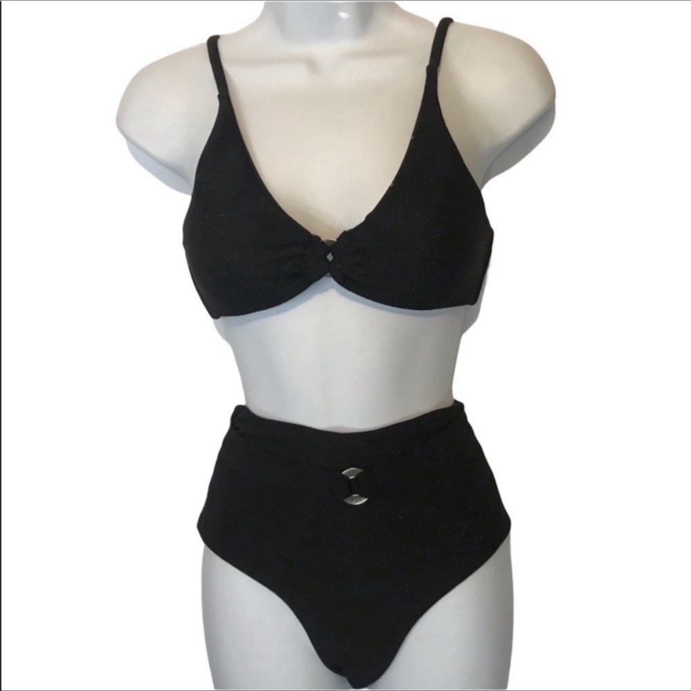 Bebe bikini swimsuit metallic shimmer NWT